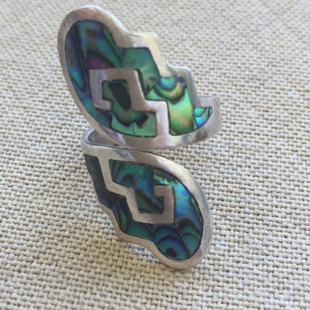 Vintage sterling Mexico Turquoise Ring Signed RR